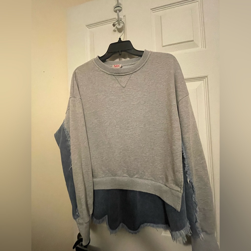 ME Makeover Essentials Gray and Blue Sweater